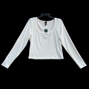 Wild Fable - Women's Round Neck Long Sleeve T-Shirt - White - Extra Large